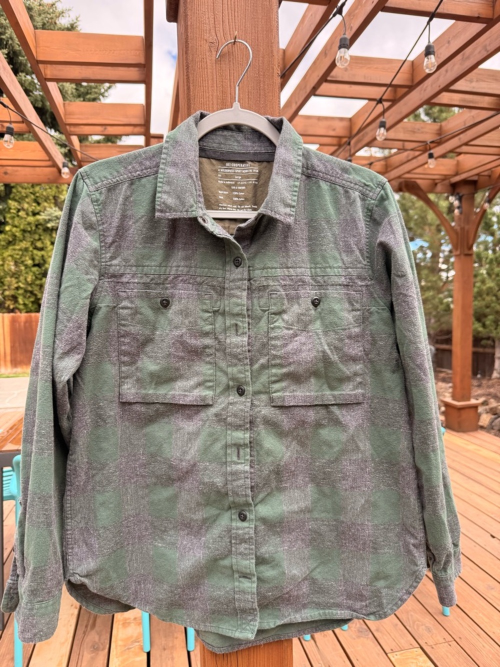 Cooperative Green and Gray Plaid Lightweight Shirt Jacket